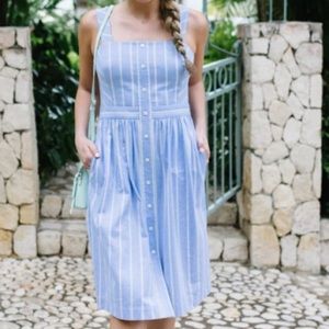 Draper James Blue Stripe Button Front Dress
